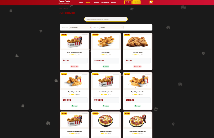 Products grid